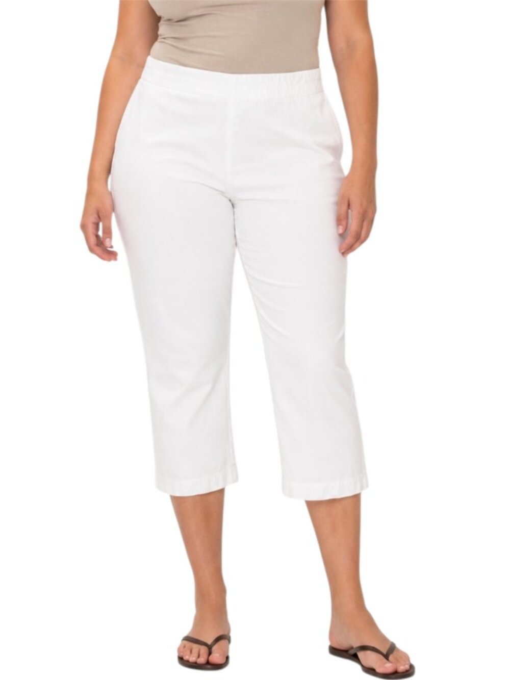 Size XL Nanette Lepore White Cropped Pants Minimalist Pull On Capri 